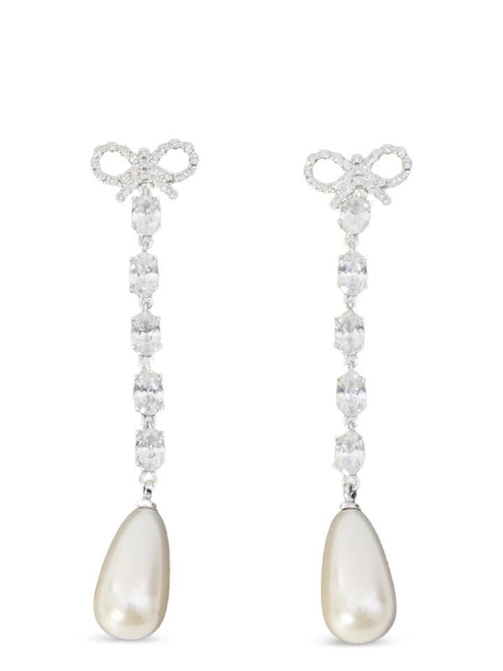 Self Portrait Bow Pearl Droplet Gioielli - Silver | c3a14d96a2513b86743ff284b430b613ede5a679