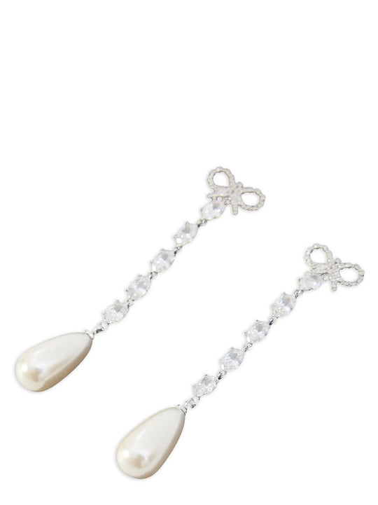 Bow Pearl Droplet Gioielli Silver