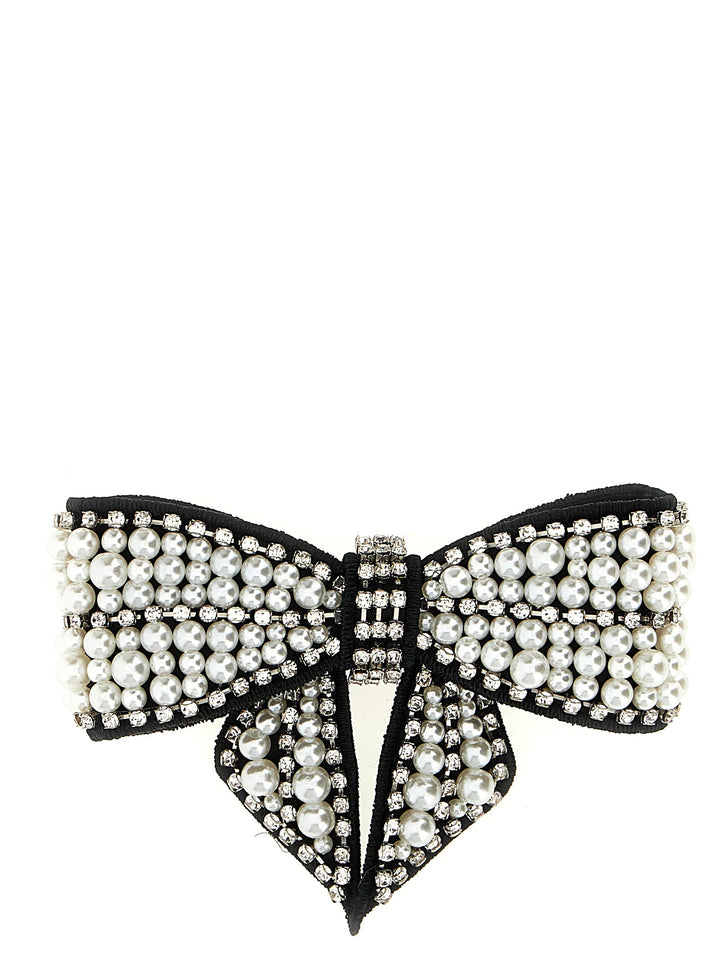 Self Portrait Black Pearl Satin Bow Accessori per Capelli - Nero | 34e1edeeec4f7bcc0b44c2963506e12664bb73a0