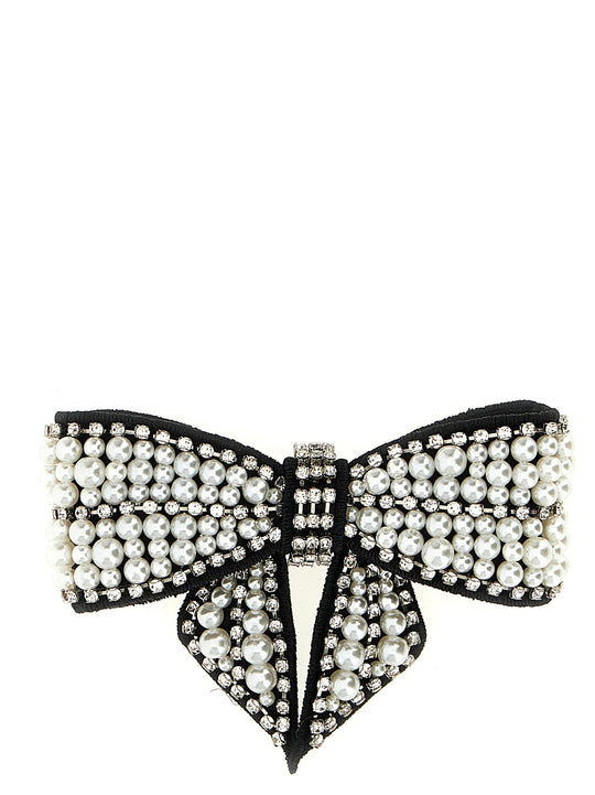 Black Pearl Satin Bow Accessori Per Capelli Nero