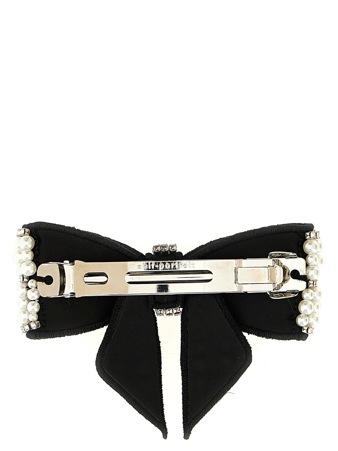 Self Portrait Black Pearl Satin Bow Accessori per Capelli - Nero | 1749ee35c0f741ad3095c16703fa8cc443ba8847