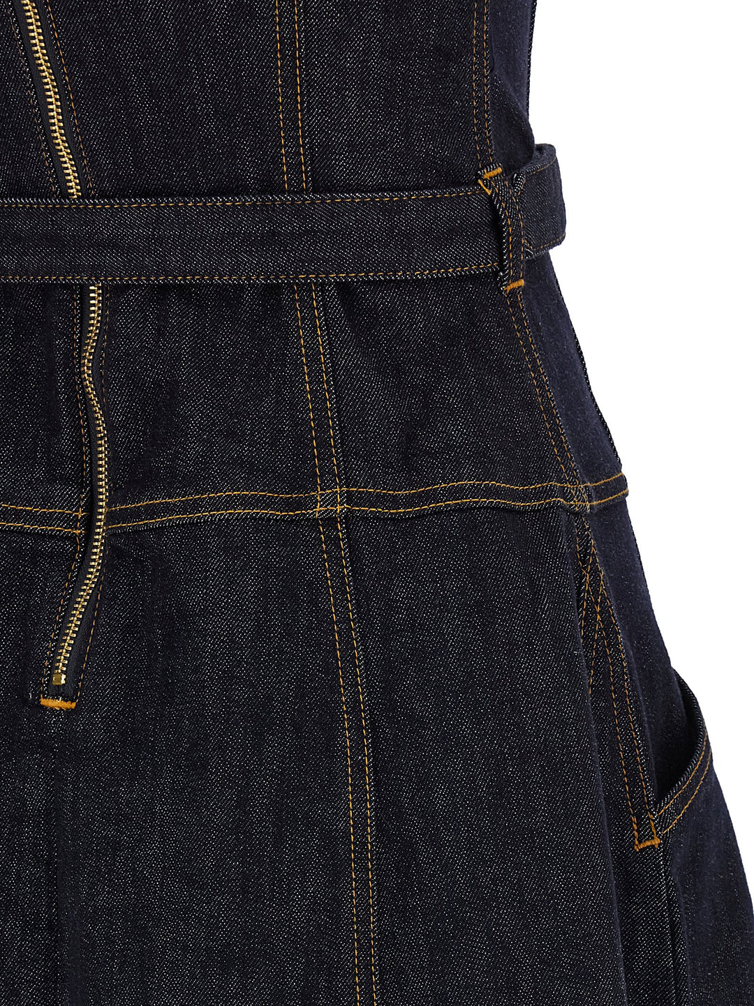 Self Portrait Indigo Denim Flared Midi Abiti - Blu | dcbfad5dad1f6f5e8582631b87af0a79905839b6