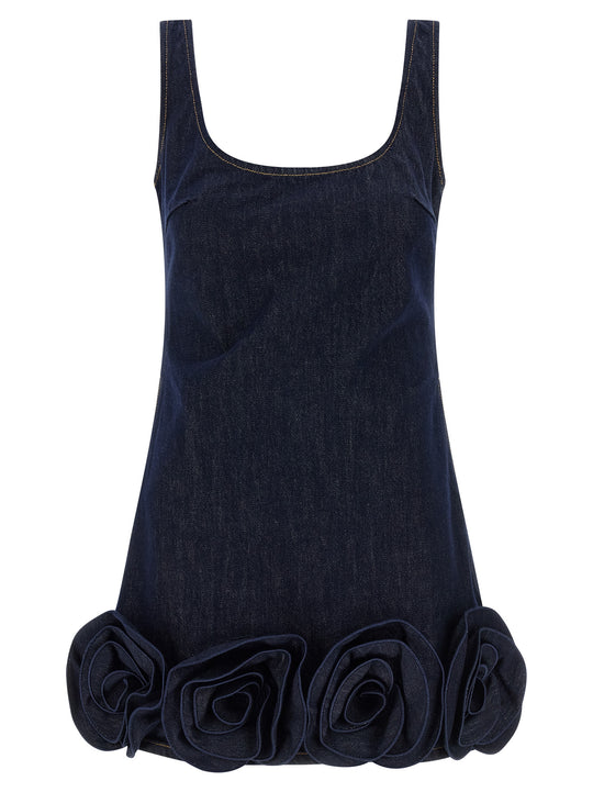 Indigo Denim 3d Flower Mini Abiti Blu