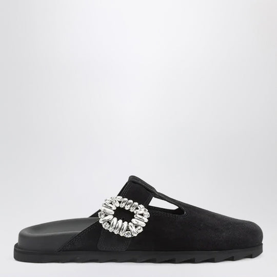 Black Suede Mule Slidy Viv'