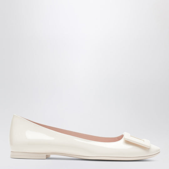 U Look Ballet Flats In Ivory Patent Leather