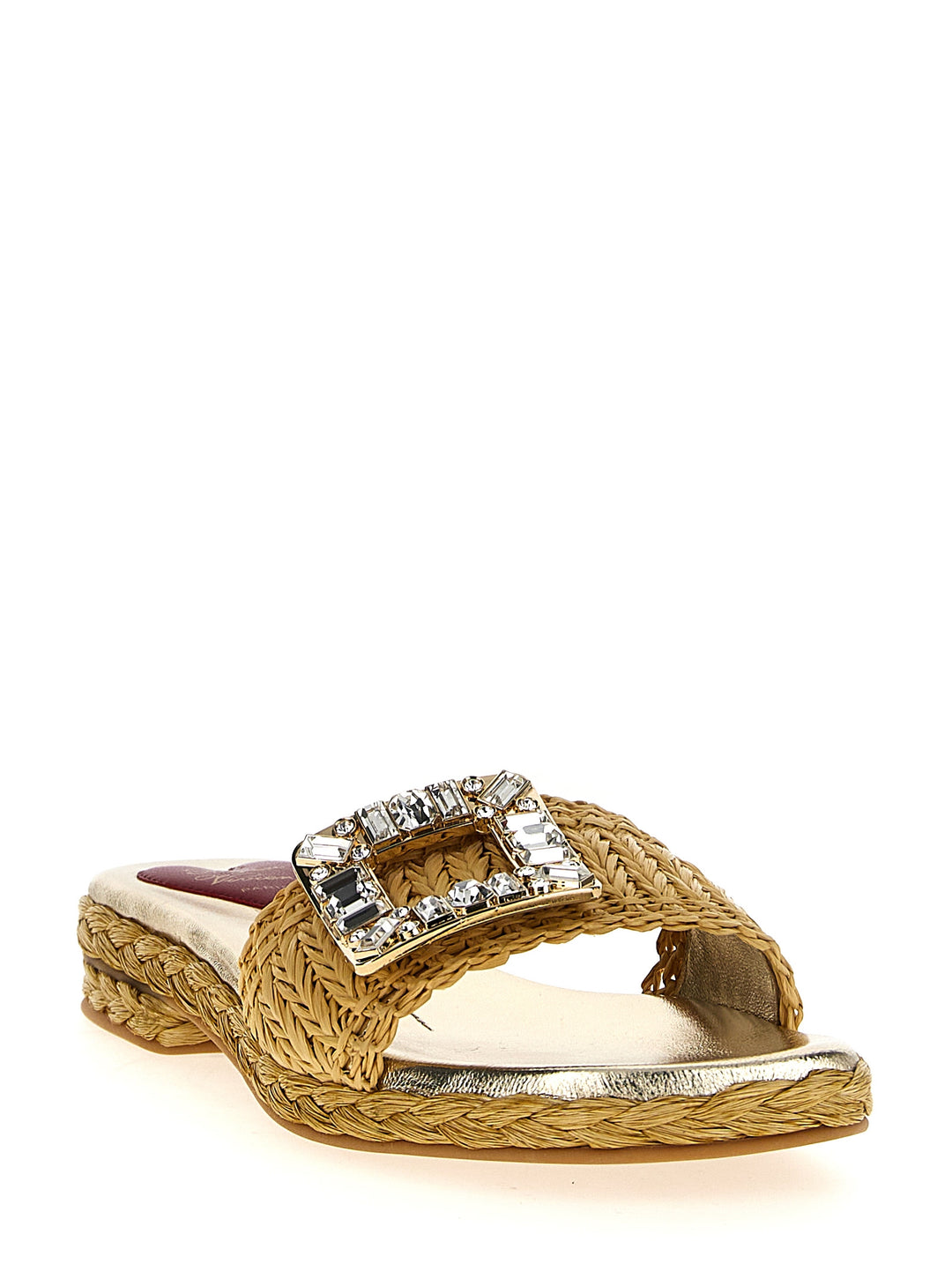 Roger Vivier Raffia Jewel Sandali - Beige | bece0875ce8064e77ed0538a1f1112ab5d575d24