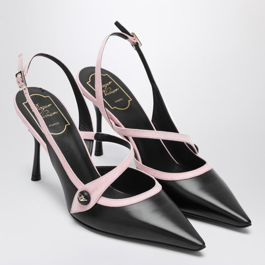 Black/Pink Vivier Slingback Pumps