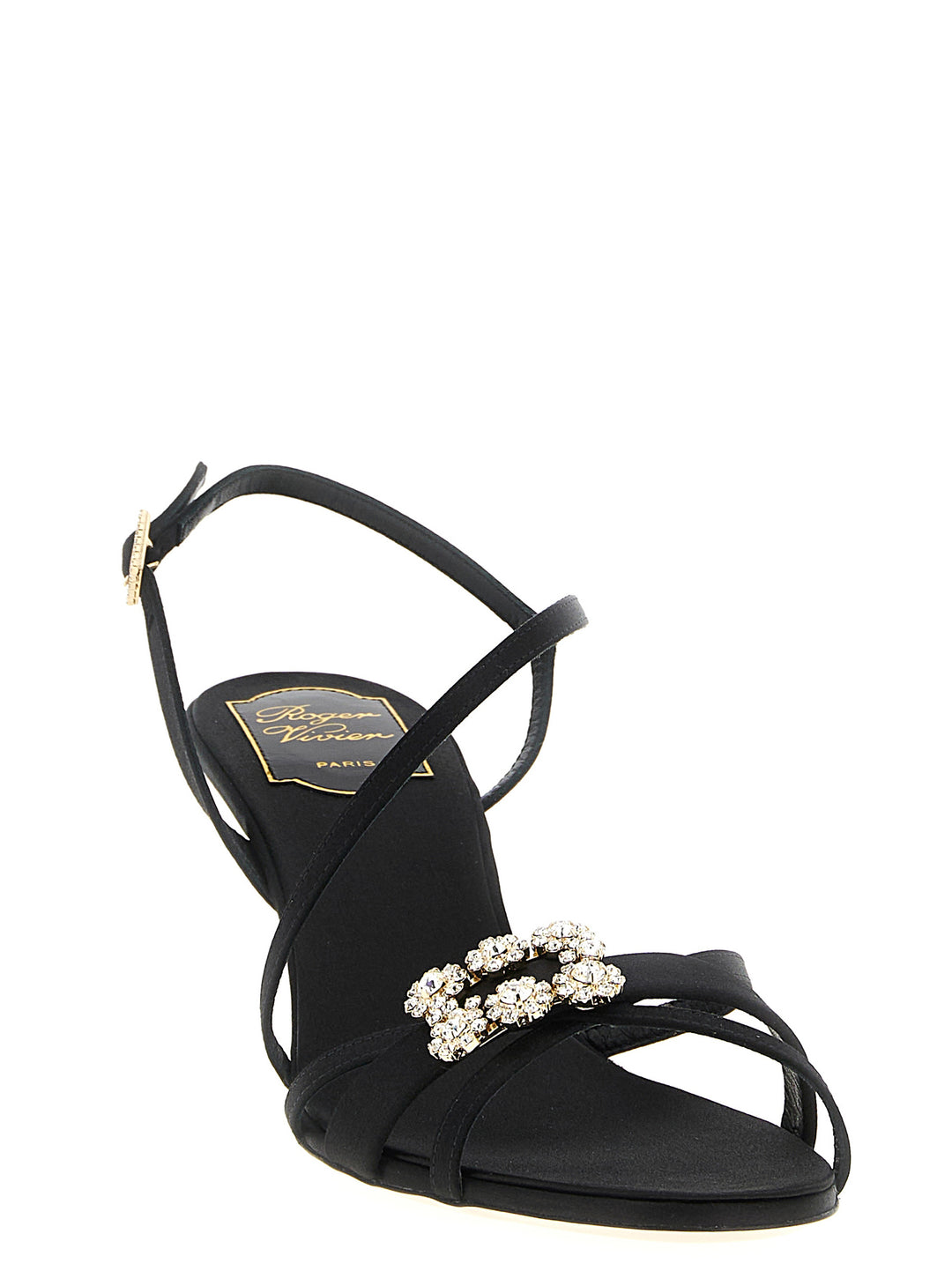 Roger Vivier Mini Flower Strass Sandali - Nero | fd7945aa9211b83879de74f89ba6475d4c9a0deb