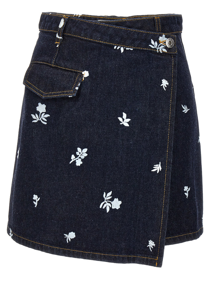 Lanvin All-Over Embroidery Skirt Gonne - Blu | cf504289b685589e9c385d3dffa81cbafada5776
