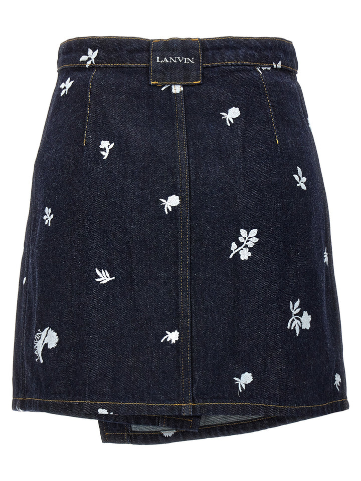 Lanvin All-Over Embroidery Skirt Gonne - Blu | 3c7ef43ac2c878723125acc5a295d1e3b76669b3