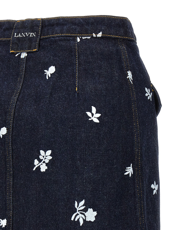 Lanvin All-Over Embroidery Skirt Gonne - Blu | 935201e0ccdefa9bff3ca279a4948e1bd74d5c98