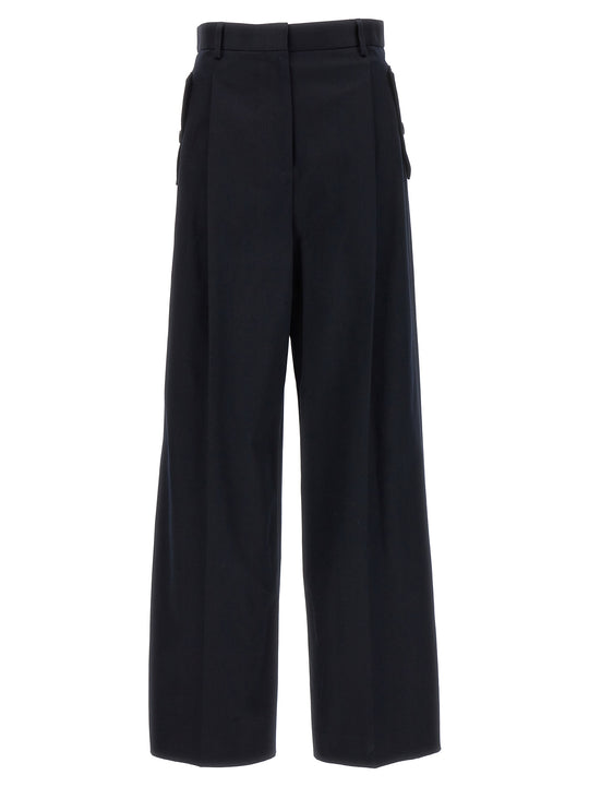 Loose Leg Front Pleat Pantaloni Blu