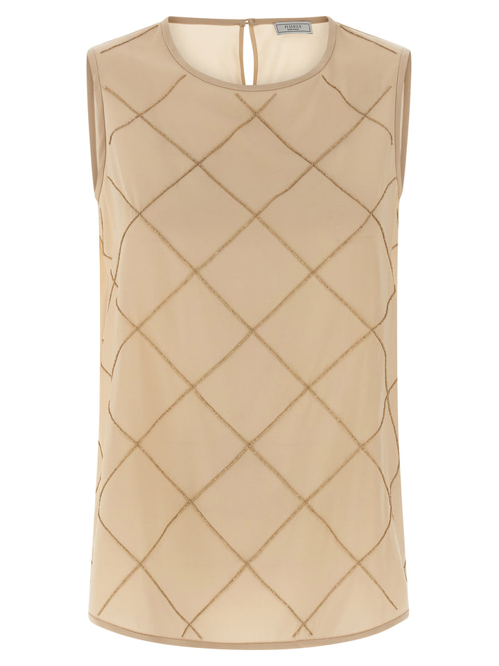 Peserico Silk Top Top - Beige | 5ecce6c24f38c645bb345061bc7768c5017c01ca