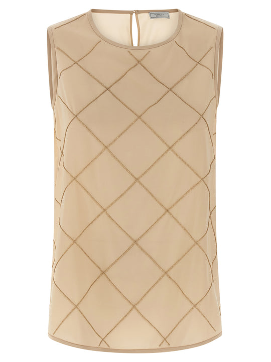 Silk Top Top Beige