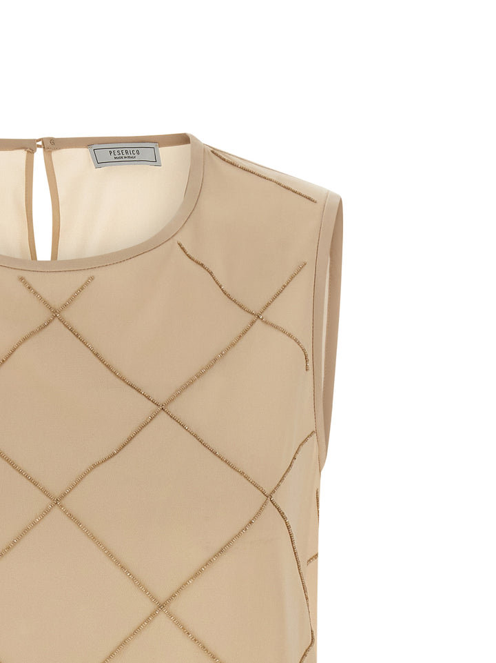 Peserico Silk Top Top - Beige | 541ebe63c4e96ec71f8d17fc903f129788418e8c