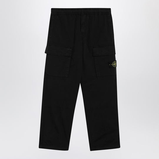 Black Cotton-Blend Cargo Trousers