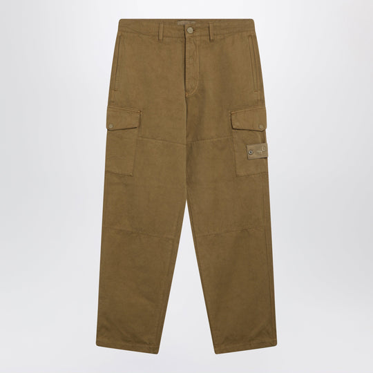 Beige Cotton And Linen Cargo Trousers