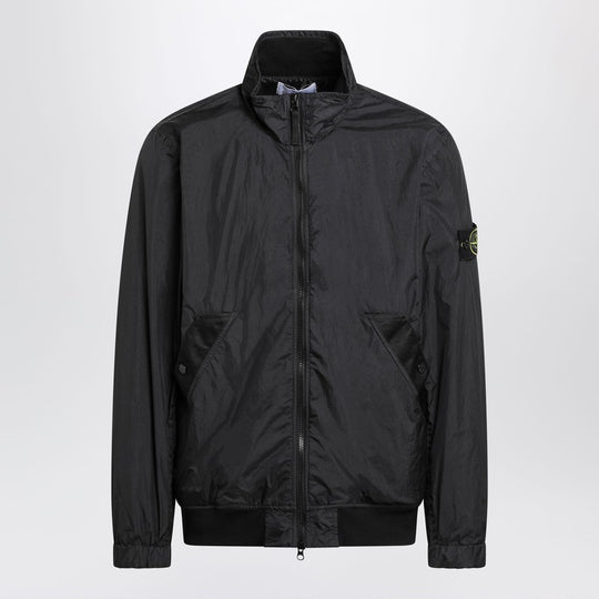 Black Nylon Zip-Up Jacket