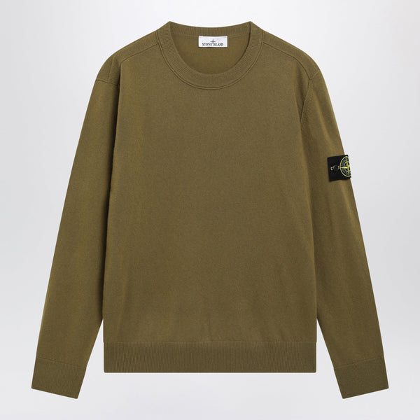 Cactus-Colored Crewneck Sweater In Wool