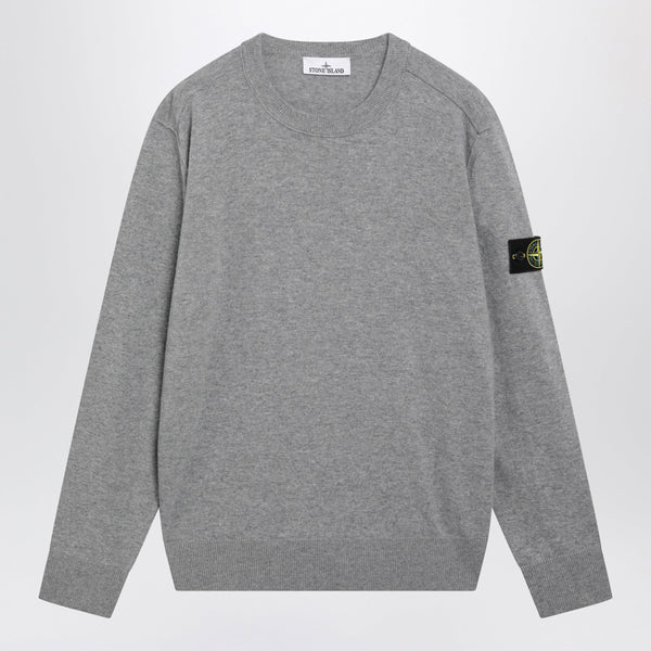 Grey Mélange Crewneck Sweater In Wool