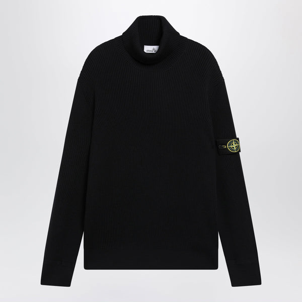 Navy Blue Ribbed Turtleneck Sweater