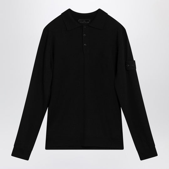Black Wool Polo Sweater