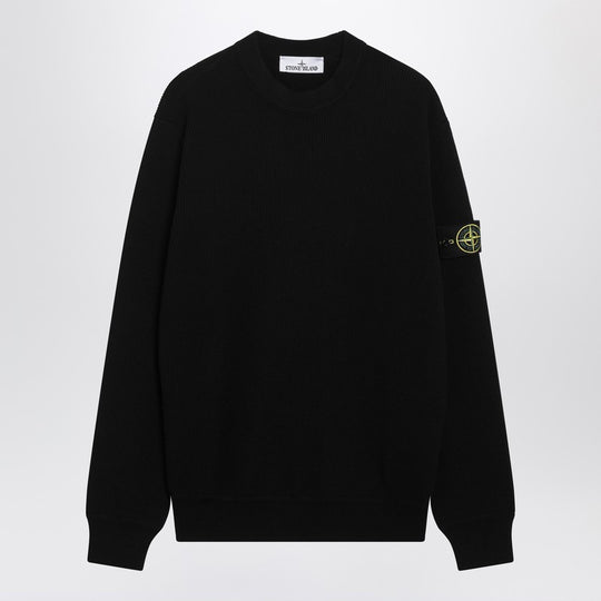 Black Cotton Crew-Neck Sweater