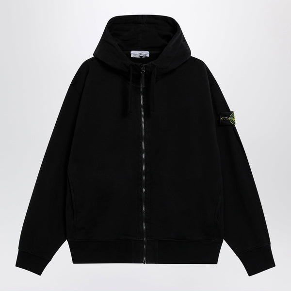 Organic Cotton Hooded Zip Sweatshirt In Black