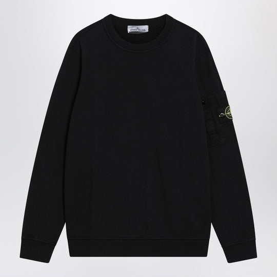 Blue Crewneck Sweatshirt With Sleeve Pocket