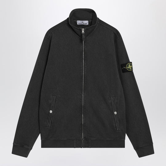 Grey Zip-Up Track Jacket In Cotton Fleece