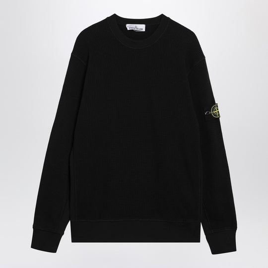 Black Cotton Crew-Neck Sweater