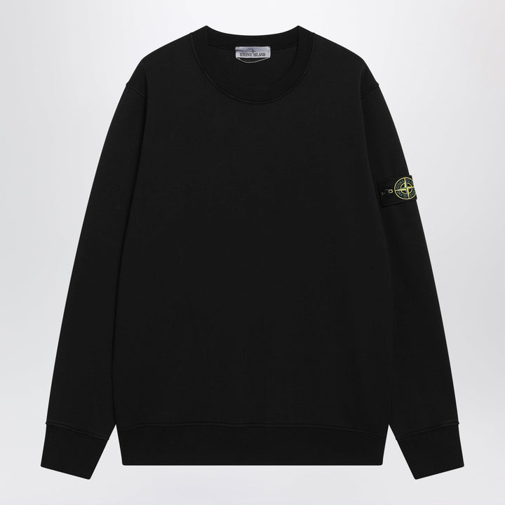 Stone Island Schwarzes Rundhals-T-Shirt aus Baumwolle