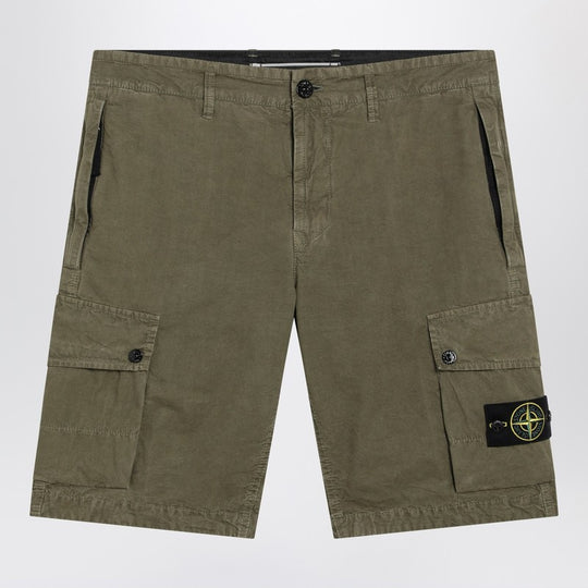 Military Green Slim-Fit Cargo Bermuda Shorts