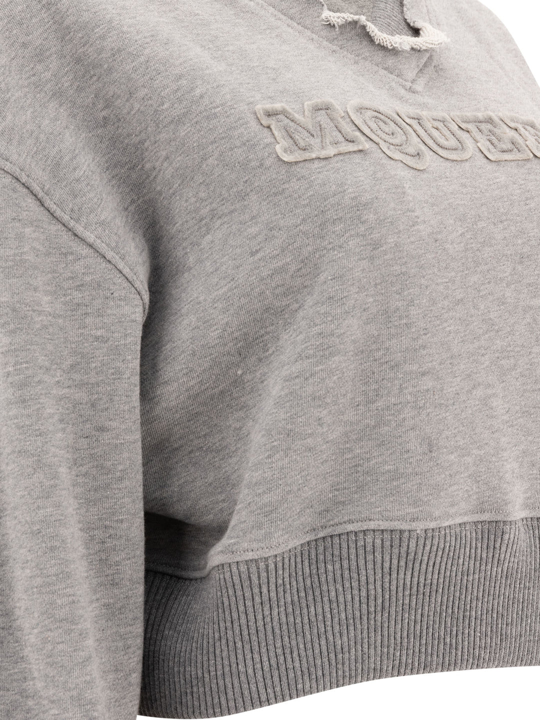 Alexander Mcqueen Cropped Sweatshirt With Mcqueen Logo Sweatshirts - Grey | d1e7d1ad1014dc48ee585600308f6bf3fdaee65f