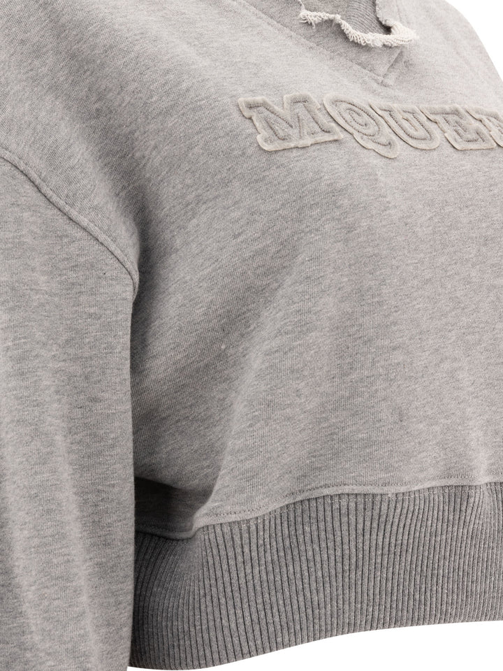 Alexander Mcqueen Cropped Sweatshirt With Mcqueen Logo Sweatshirts - Grey | d1e7d1ad1014dc48ee585600308f6bf3fdaee65f