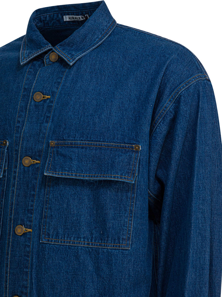 Auralee Selvedge Oz Shirts - Blu | cc1ed07f82c4472ff1e59e59167411bc998eb6f5