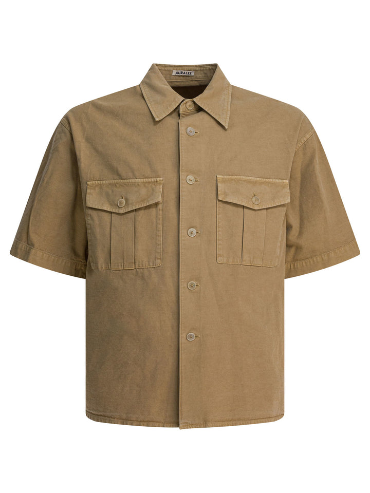 Auralee Cotton Shirt Shirts - Beige | 65641b24692e76379f60c5aca5ece18f1b5cb00f