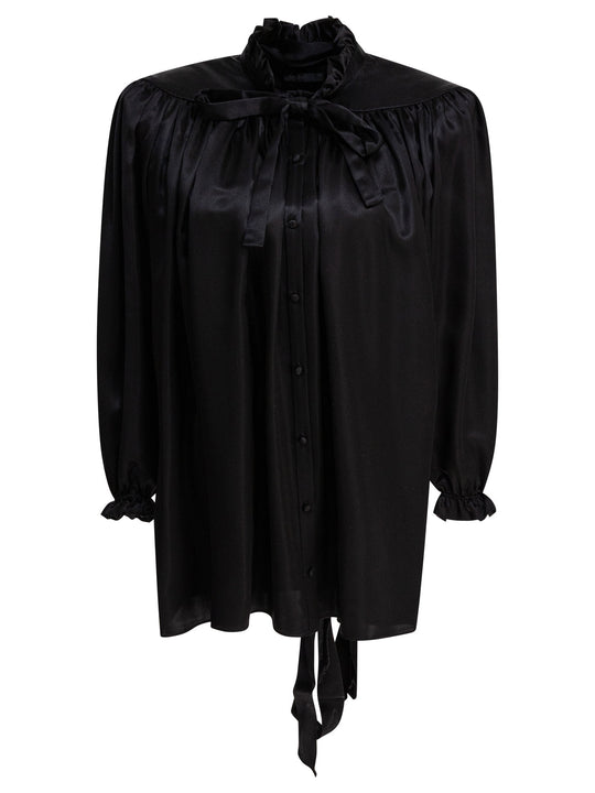 Lace-Up Blouse Shirts Nero