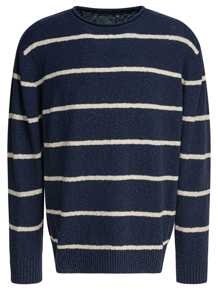 Beams Plus Striped Crewneck Sweater Knitwear - Blu | 630f139bc907b2e58ec8ac077b1e5a81a932d50b
