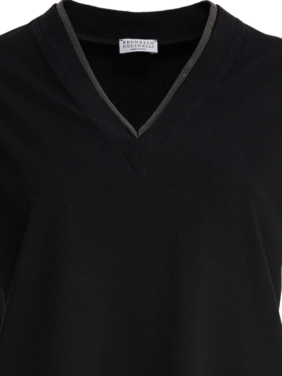 Brunello Cucinelli T-Shirt With Shiny Contour T-shirts - Nero | c8fd5a05b8bbaa7158aa0e6bf2d17e1dbf1b4c85