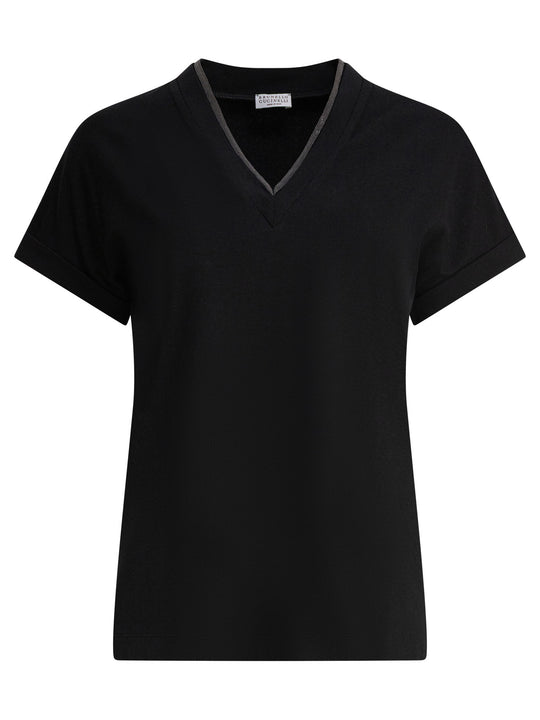 T-Shirt With Shiny Contour T-Shirts Nero