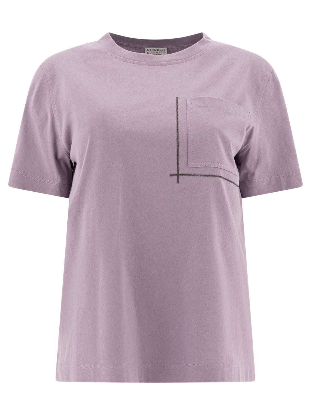 Brunello Cucinelli Cotton Jersey T-Shirt With Shiny Pocket Detail T-shirts - Viola | 790ca6d980e242875e38e1720a4f390618f5f3e1