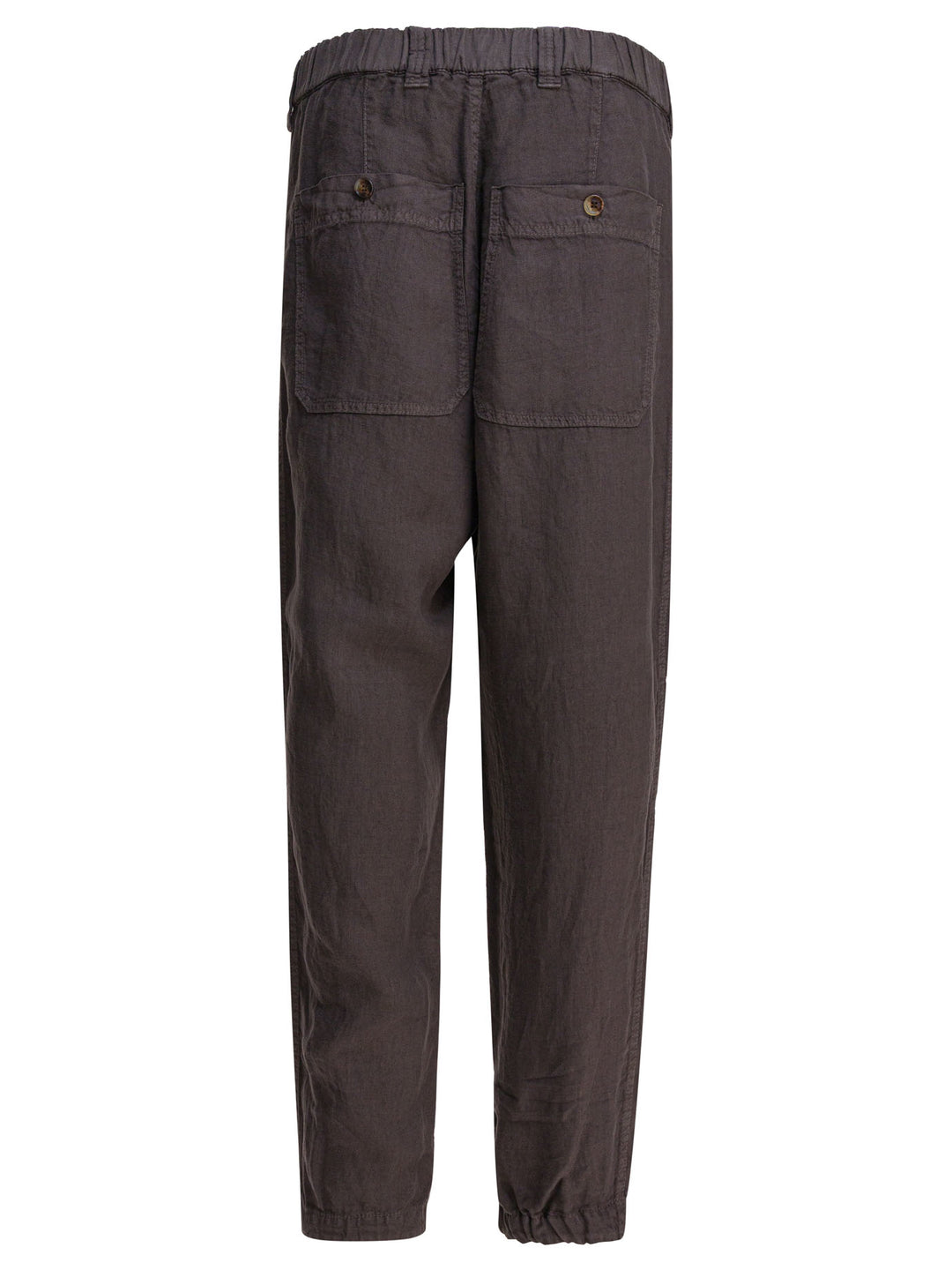 Brunello Cucinelli Relaxed Fit Pants In Linen Gabardine Trousers - Marrone | 6ad06fc17bb492a68e36250eba74d818a22e0ea0