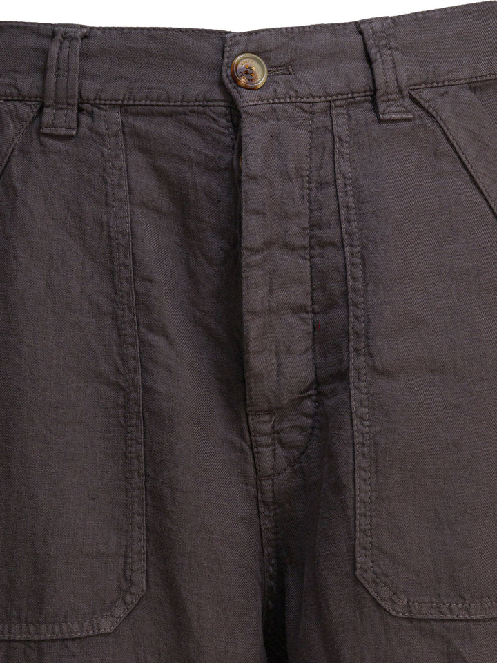 Brunello Cucinelli Relaxed Fit Pants In Linen Gabardine Trousers - Marrone | 6f142676fbeb12019b20f09738af0a3fbda1e89b