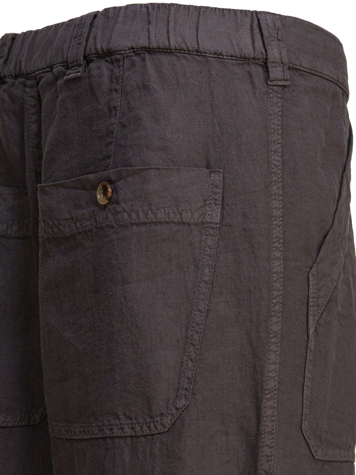 Brunello Cucinelli Relaxed Fit Pants In Linen Gabardine Trousers - Marrone | 4037b940a86882a46b1b5966d7d9458e3c4b2bd8