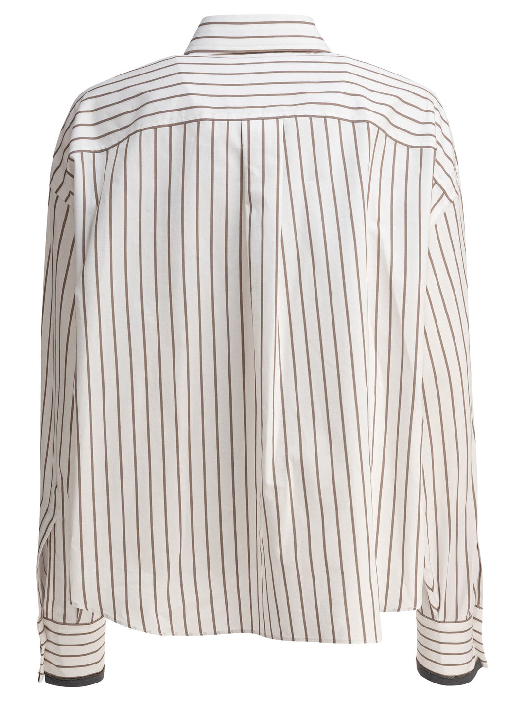 Brunello Cucinelli Cotton Twill Shirt With Shiny Cuffs Shirts - Bianco | 4bb5ee49456adb55d069e6ecdfe6414d166e0c28