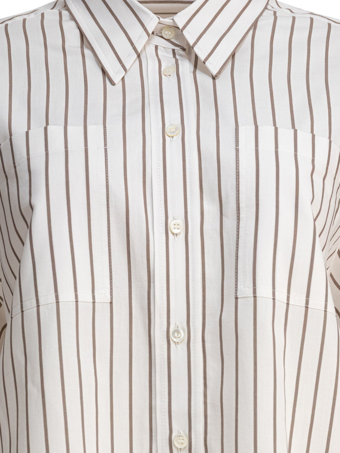 Brunello Cucinelli Cotton Twill Shirt With Shiny Cuffs Shirts - Bianco | 0b78149529dec60f5076827d4072e55a8a719a5d