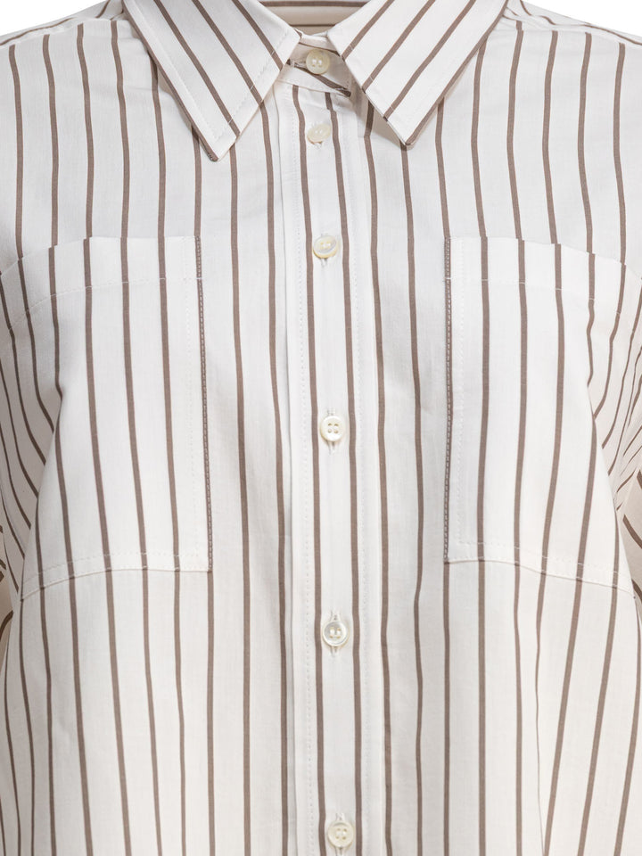 Brunello Cucinelli Cotton Twill Shirt With Shiny Cuffs Shirts - Bianco | 0b78149529dec60f5076827d4072e55a8a719a5d