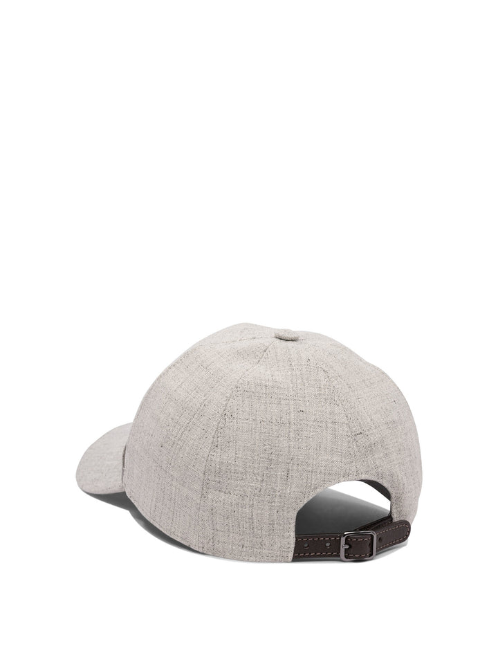 Brunello Cucinelli Linen Baseball Hat With Shiny Band Cappelli - Grey | 62d8b5696eee6638a0f3f6dd3a828d5d88c599d6