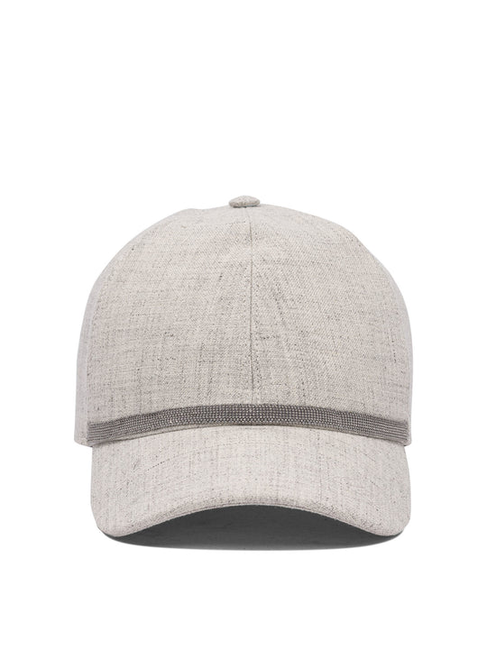 Linen Baseball Hat With Shiny Band Cappelli Grey